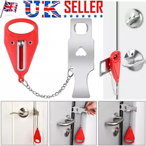 Portable Door Lock Hardware Safety Security Tool for Home Privacy Travel Hotel - Picture 1 of 11