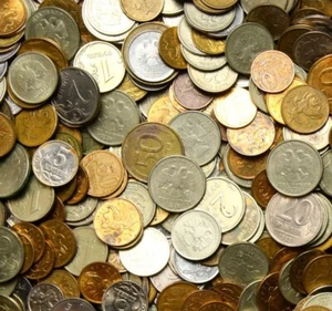 Bundle Russia Coins Kopecks Rubles 1991-now MIXED JOB LOT Set 1 lb Pound 0,45 Kg - Picture 1 of 5