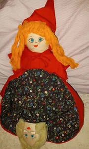 VINTAGE DIPPITY FLIP Cloth  Doll 3-in-1 LITTLE RED RIDING HOOD GRANDMOTHER WOLF - Picture 1 of 6