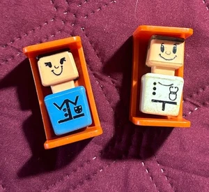 Playskool Square People Firgures And  Plastic Orange Beds 1970s - Picture 1 of 2