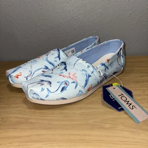 Zapatos sin cordones TOMS cómodos Alpargata Dolphins azules para mujer talla US 7,5 NUEVOS CON ETIQUETAS - Imagen 1 de 6