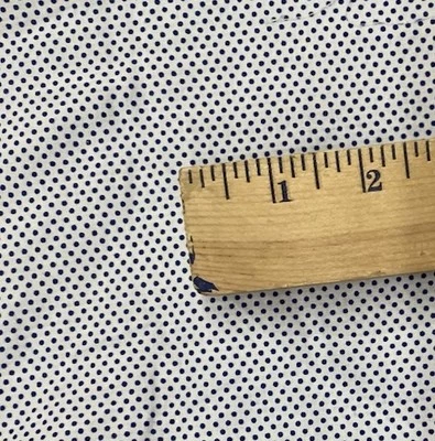 Vintage Tiny Navy Blue Polka Dot White Cotton Fabric 3/4 Y #12 - Image 1 of 4