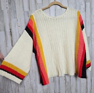 Alli & Co Y2K Retro Lightweight Sweater Bell Sleeves Large Oversized Striped - Picture 1 of 6
