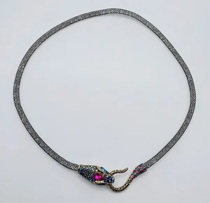 Betsey Johnson Statement-Halskette "Dark Shadows" Pave Strass Schlange Mesh - Bild 1 von 7