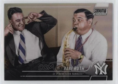 2022 Topps Stadium Club Chrome Refractor Babe Ruth (With Lou Gehrig) #3 HOF - Image 1 of 2