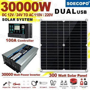 30000WSolar Panel Kit Power Inverter Solar Generator Home Off-Grid Solar System - Picture 1 of 12