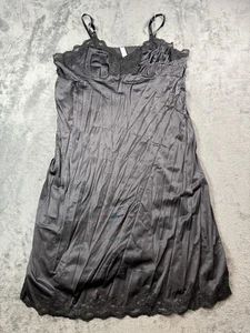 Lane Bryant Intimates Lingerie Slip Nightgown Womens Large Black Satin Lace Trim - Picture 1 of 15