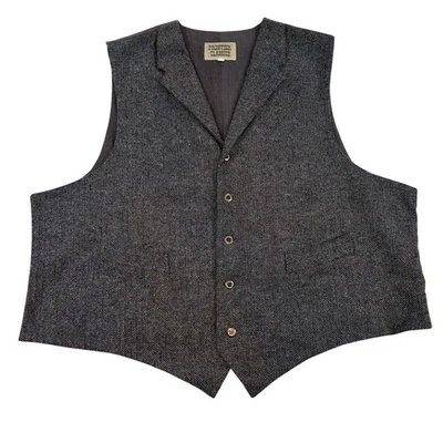 VTG Frontier Classics Vest Wool Herringbone Tweed Mens 2XL Western Cowboy - Image 1 of 4