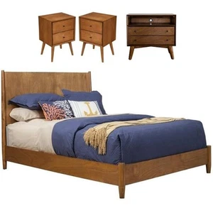 Home Square 4 Piece Set with Large Nightstand Full Size Bed & Nightstand - Picture 1 of 18