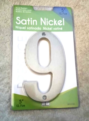 House Address Number 9 Satin Nickel 5" Home Improvement HY-KO BR-51SN - Image 1 of 2