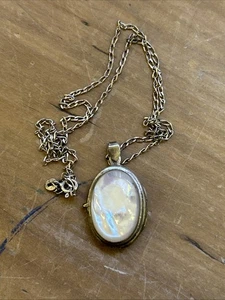 Vintage 90er Jahre Sterling Silber & Perlmutt Medaillon Halskette. 925. - Bild 1 von 9