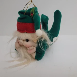 Vintage Elf Plush Shelf Sitter Elves N Things Christmas Ornament Green 6” - Picture 1 of 5
