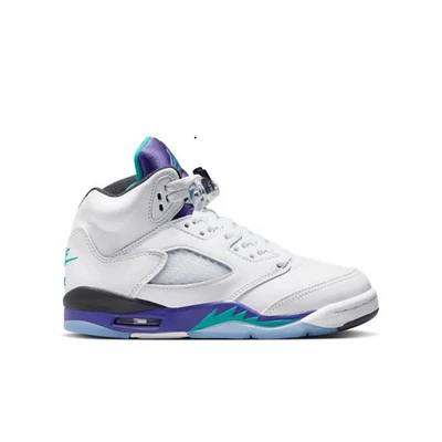 Big Kid's Jordan 5 Retro White/New Emerald-Grape Ice (HQ7980 100) - Image 1 of 4