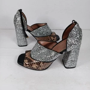 Sandalias de tacón Marni adornadas con brillo talla 37,5 Peep Toe Mary Jane - Imagen 1 de 4