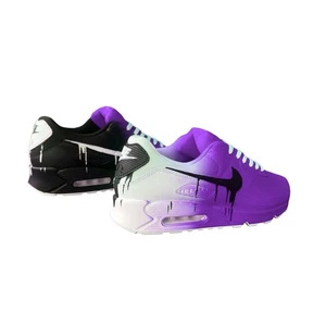 Custom Nike Air Max 90 Sneakers Eggplant / Handmade Painted / Dripped / 1 of 1 - Picture 1 of 3