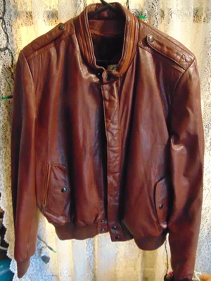 Chaqueta Bomber Berman's Cuero Suave Forrada Motocicleta Marrón Talla Vintage 46 Foto 1 de 4