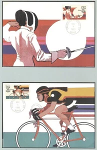 USA Olympische Spiele Los Angeles 1984 4 Maxicards C109-112 FDC vorne und hinten - Bild 1 von 6