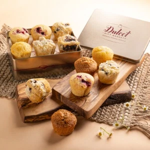Dulcet Muffins Gift Basket 4 Delectable Flavors: Cranberry Corn Blueberry Banana - Picture 1 of 23