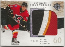 2009-10 Ultimate Collection Debut Threads Patches #UDTMB Mikael Backlund 14/35