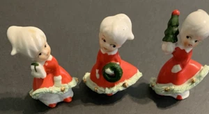 Vintage Enesco Christmas Holiday Bloomer Girls Set Wreath Tree Spaghetti Trim 3 - Picture 1 of 15