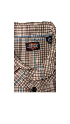 Dickies Boys Short Sleeve Button Up Shirt - Size 12 Grey Plaid  - Image 1 of 4