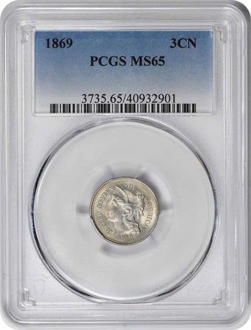1869 Three Cent Nickel MS65 PCGS Cover