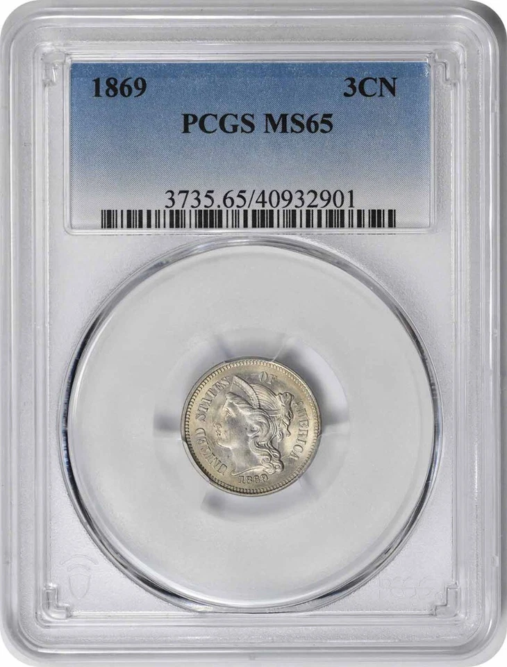1869 Three Cent Nickel MS65 PCGS - Image 1 of 4