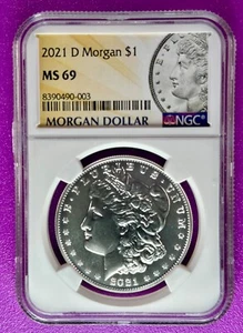 2021 D $1 Morgan Dollar NGC MS69 (003) - Picture 1 of 2