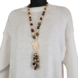 Vintage Rare African Women's Elephant Necklace Stones Breads - Picture 1 of 18