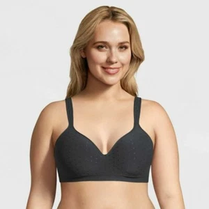 Beauty by BALI DFB540 Black Dot Wirefree Foam Comfort Full Coverage Bra 42C NEW - Picture 1 of 2