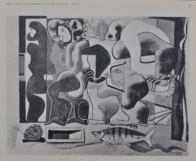 Le Corbusier: Kubismus, Stillleben Am Fisch, Tiefdruck Unterzeichnet, 1938 - Bild 1 von 4