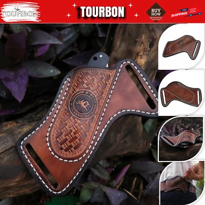 Leather Folding Knife Sheath Belt Pouch EDC Pocket Knives Case Camping-TOURBON - Image 1 of 4