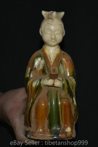 9.2" Old Chinese Tang sancai Pottery Dynasty Palace People Wine Pot Kettle - Picture 1 of 11