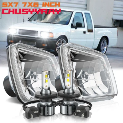 Par de faros LED cromados haz alto/bajo Fit Isuzu Pickup I-Mark 7X6" 5X7 pulgadas Foto 1 de 4