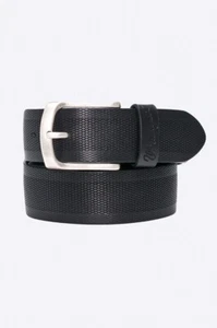 Wrangler Cuero Auténtico Zig Zag Relieve Cinturón de Cuero en Negro - Imagen 1 de 9