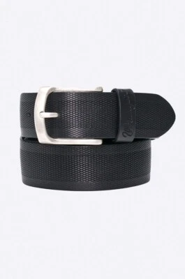 Wrangler Cuero Auténtico Zig Zag Relieve Cinturón de Cuero en Negro - Imagen 1 de 2