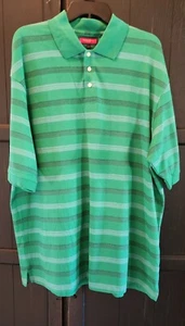 Austin Reed Of London Polo Shirt Green Navy And Blue Stripes Men's XL NWT - Picture 1 of 9