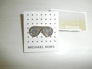 MICHAEL KORS AVIATORS GOLD SUNGLASSES BROOCH / PIN WITH CLEAR RHINESTONES SUPERB - Picture 1 of 17