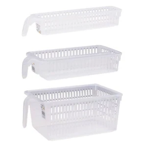 Fridge Box Storage Baskets Kitchen Shelf Organiser Holder Rack Clear Plastic - Picture 1 of 13