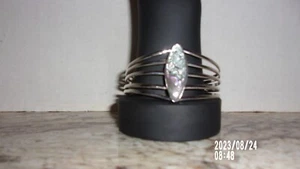 BEAUTIFUL STERLING SILVER NATIVE AMERICAN ABALONE CUFF BRACELET, SIZE 6 3/4" - Picture 1 of 4