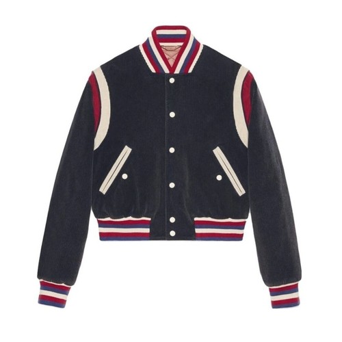 Gucci NUOVA SENZA ETICHETTE 2017 Giacca Bomber Donna Piccola Gatto Arrabbiato Hollywood Blu Rosso Bianco