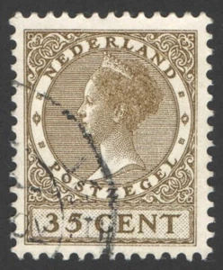 Netherlands 1925, Queen Wilhelmina, 35 cent used, No Watermark, VF - Picture 1 of 1