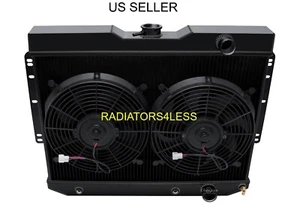 CHAMPION 3 ROW BLACK FINISH RADIATOR AND 12" FANS 1959-1963 IMPALA MANY GM CARS - Picture 1 of 3