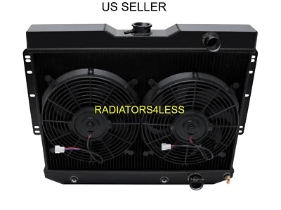 CHAMPION 3 ROW BLACK FINISH RADIATOR AND 12" FANS 1959-1963 IMPALA MANY GM CARS - Image 1 of 3