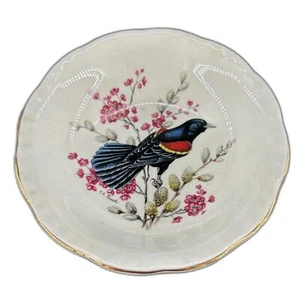 Royal Cauldon Vintage Keramik 4"x 1" SM Schüssel rot geflügelt Amsel Gold Jakobsmuschel Rand - Bild 1 von 5