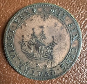 Jeton en Cuivre. Confrérie des Marchands de Vin. 1691 - Bild 1 von 5