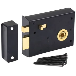 Black & Brass Traditional Rim Lock & Knob Bathroom/Bedroom Dead Bolt Handle Snib - Picture 1 of 22