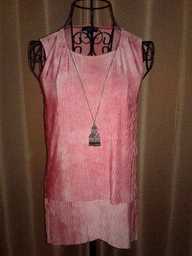 Camicia da serbatoio tunica texture arricciata + collana argento • rosa • alyx • sm