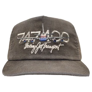 Gorra Boeing Jet Transport 747 100 bordada marrón pana Snapback EE. UU. De colección - Imagen 1 de 11