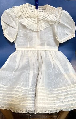 Girls Sheer Organza Swiss Dot Ivy Communion Party Dress With Slip Sz 5-6 Vintage - Image 1 of 4